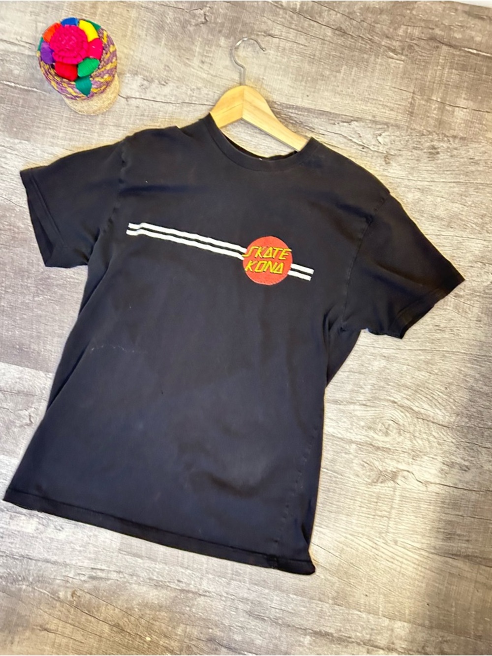 Santa Cruz Skateboards Black Tee with Red and Yellow Logo